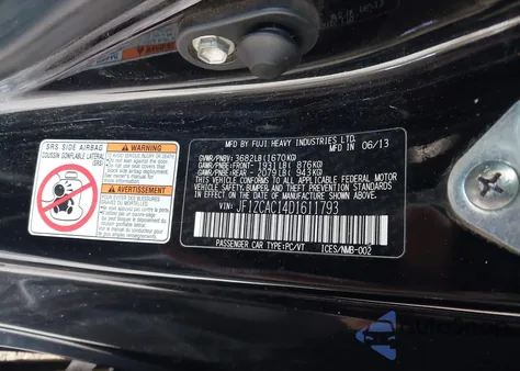 2013 Subaru Brz Limited из США, поврежденный, VIN JF1ZCAC14D1611793